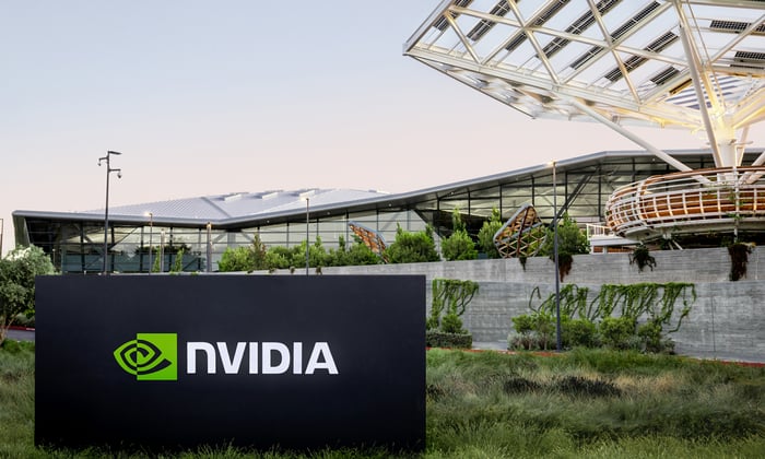 nvidia headquarters outside with black nvidia sign with nvidia logo