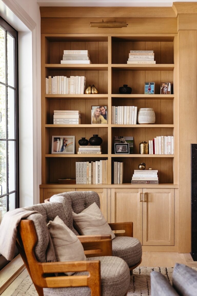 modern living room bookshelf