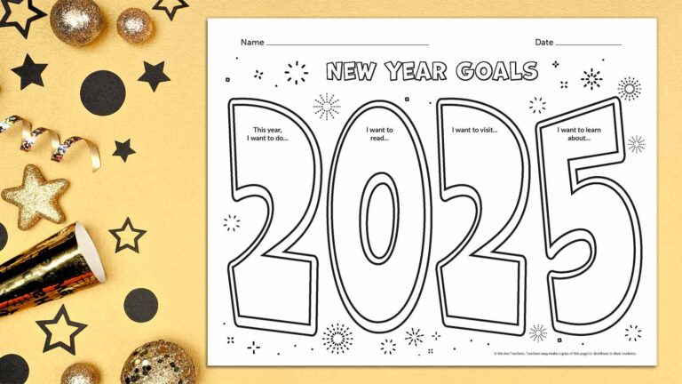 2025 New Years Goals Template Feature