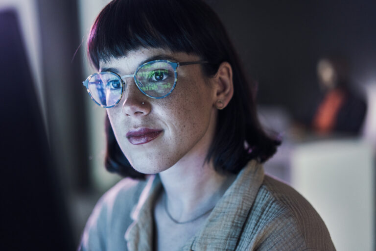 woman working at a computer