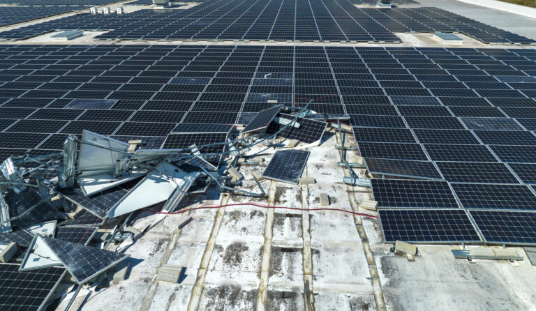 destroyed solar panels